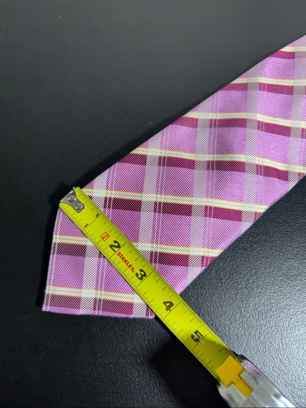 Canali mens pink purple plaid 100% silk luxury neck tie EUC